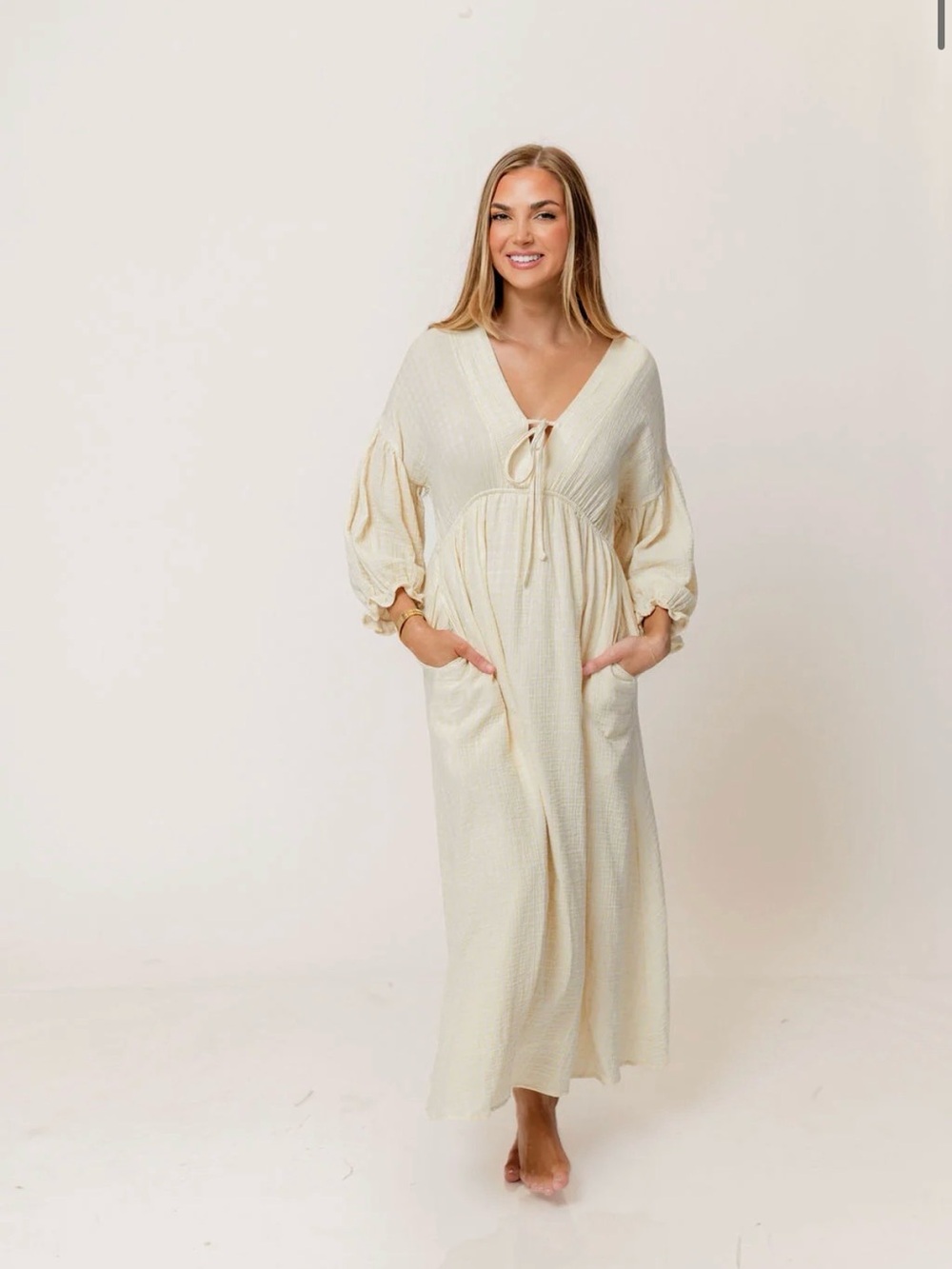 Cream V-Neck Maxi - Worth Collective
